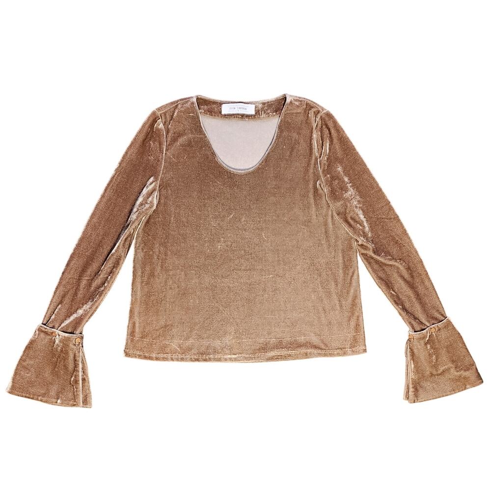 Velvet Tan Bell Sleeve Top Women's Size Medium Long Sleeve Fairy Feminine